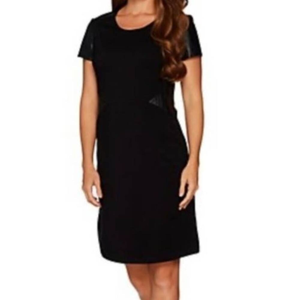 H Halston VIP Ponte Dress Leathers Black Size 12